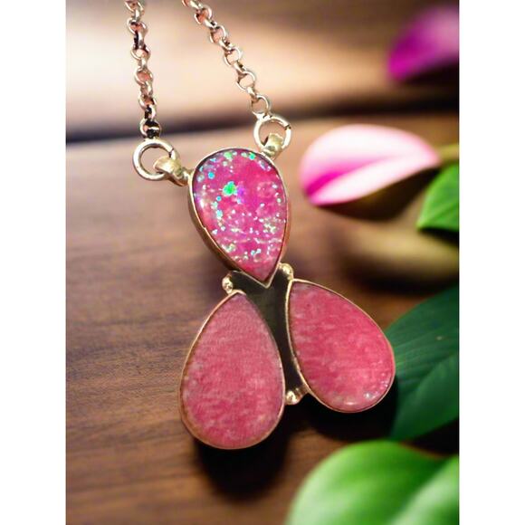 Australian Triplet Pink Opal | Southwestern | Sterling | Necklace 18-20” - Picture 1 of 4